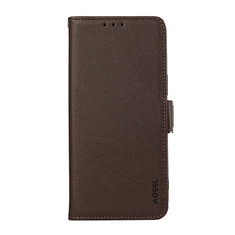 ABEEL For Motorola Moto G15 4G Case Litchi Texture Leather RFID Blocking Phone Cover - Brown
