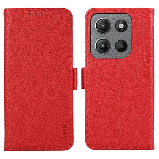 ABEEL For Motorola Moto G15 4G Case Litchi Texture Leather RFID Blocking Phone Cover - Red