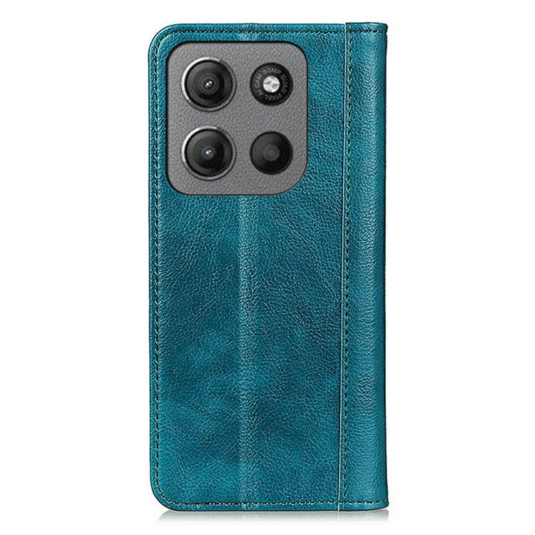 For Motorola Moto G15 4G  /  G05 4G Stand Case Split Leather Litchi Texture Wallet Phone Cover - Green