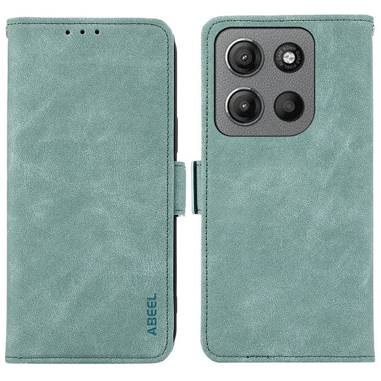 ABEEL For Motorola Moto G15 4G  /  G05 4G Case PU Leather Folio Stand View RFID Blocking Phone Cover - Baby Blue