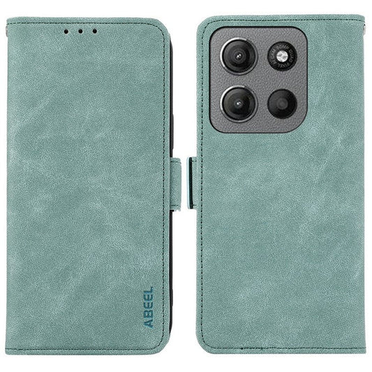 ABEEL For Motorola Moto G15 4G  /  G05 4G Case PU Leather Folio Stand View RFID Blocking Phone Cover - Baby Blue