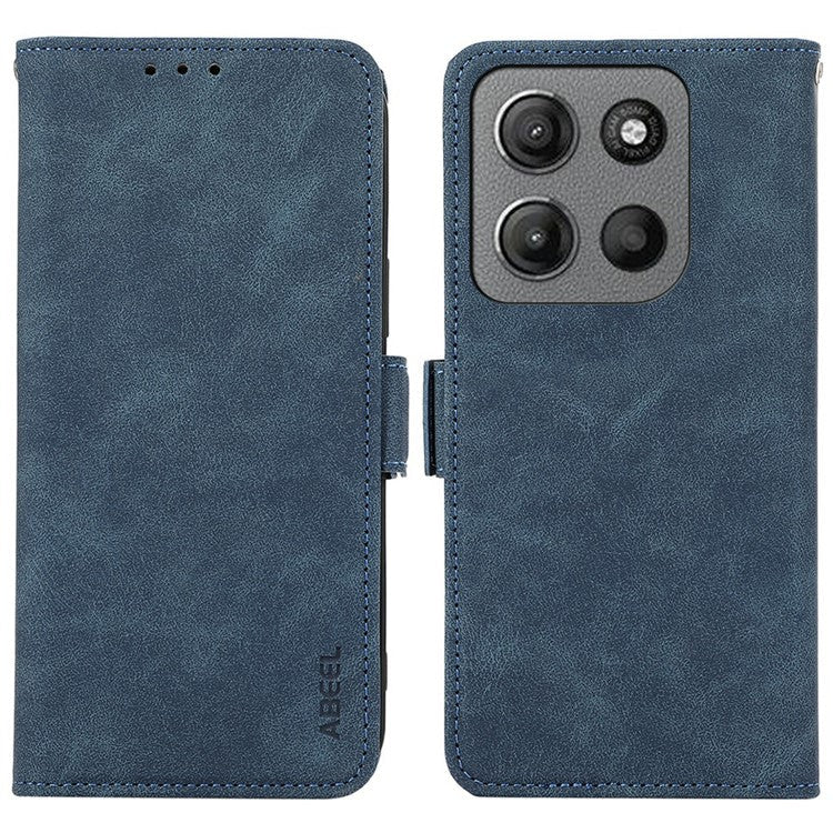 ABEEL For Motorola Moto G15 4G  /  G05 4G Case PU Leather Folio Stand View RFID Blocking Phone Cover - Blue