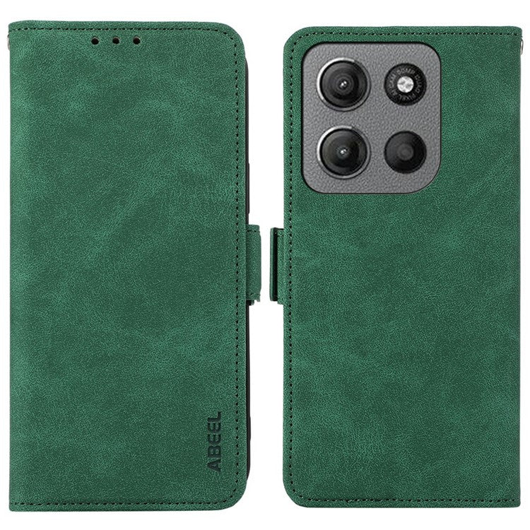 ABEEL For Motorola Moto G15 4G  /  G05 4G Case PU Leather Folio Stand View RFID Blocking Phone Cover - Green
