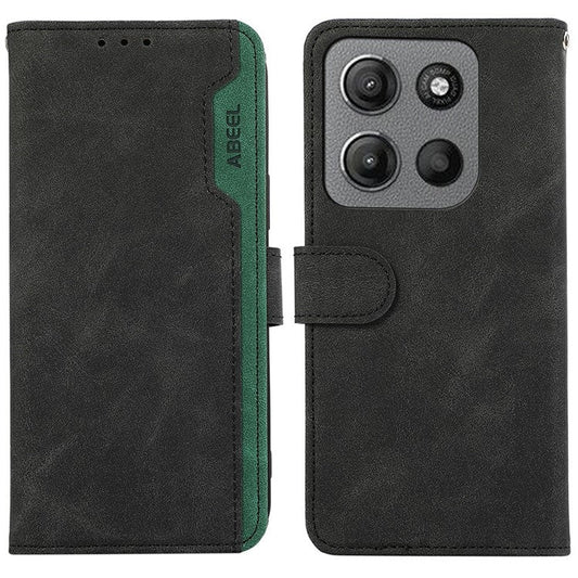 ABEEL For Motorola Moto G15 4G  /  G05 4G Case Color Splicing Leather Flip Phone Cover RFID Blocking - Black