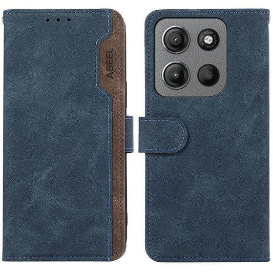 ABEEL For Motorola Moto G15 4G  /  G05 4G Case Color Splicing Leather Flip Phone Cover RFID Blocking - Blue