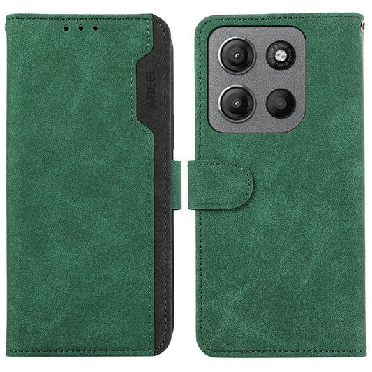 ABEEL For Motorola Moto G15 4G  /  G05 4G Case Color Splicing Leather Flip Phone Cover RFID Blocking - Green