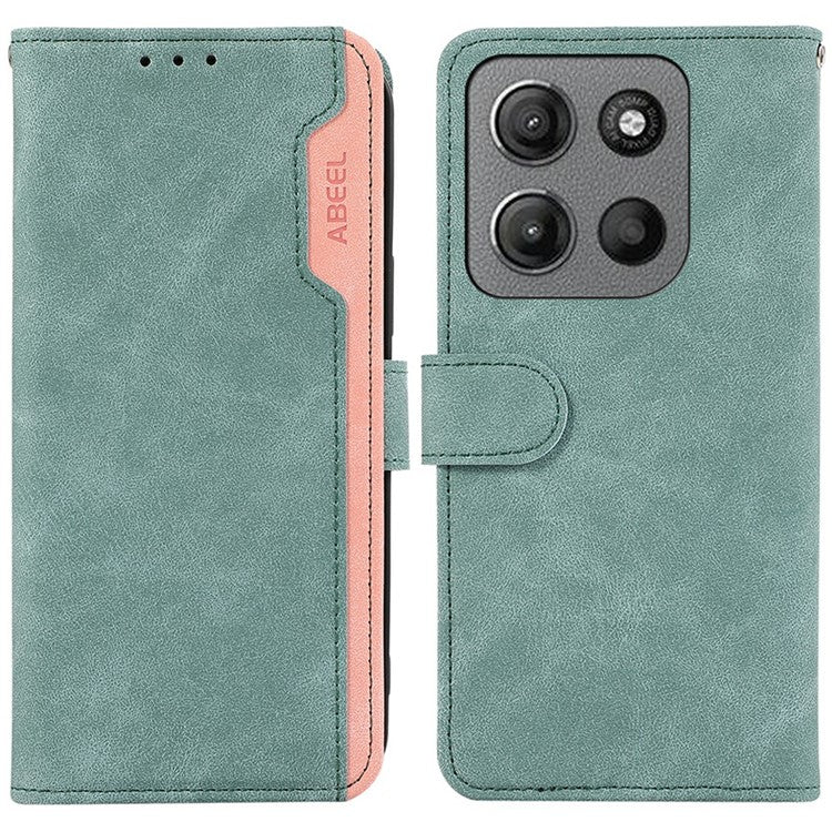 ABEEL For Motorola Moto G15 4G  /  G05 4G Case Color Splicing Leather Flip Phone Cover RFID Blocking - Baby Blue