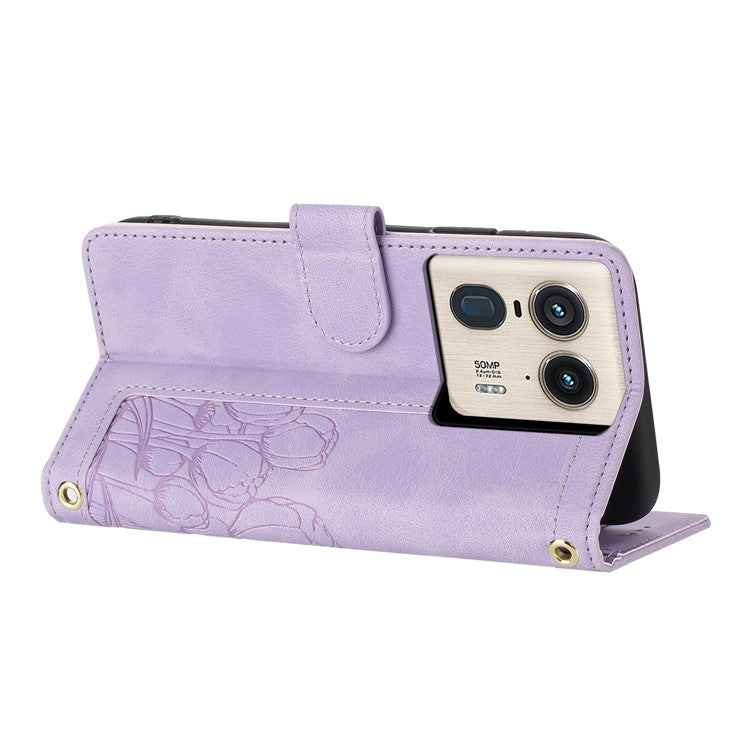 For Motorola Moto X50 Ultra 5G / Edge 50 Ultra 5G Tulip Leather Case Phone Cover with 5 Card Slots Wallet - Purple