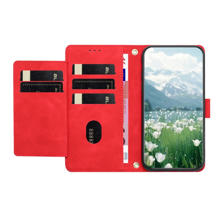 For Motorola Moto X50 Ultra 5G / Edge 50 Ultra 5G Tulip Leather Case Phone Cover with 5 Card Slots Wallet - Red