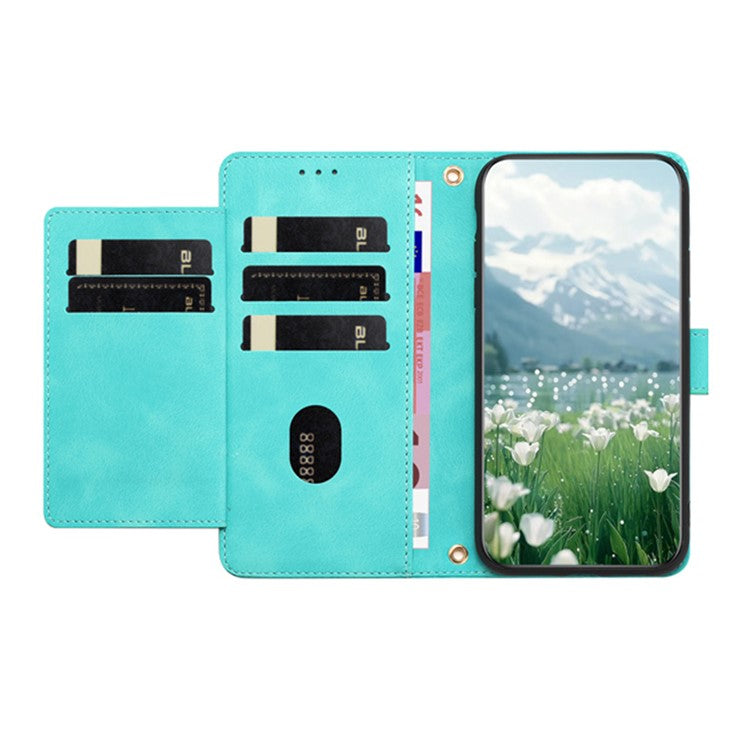 For Motorola Moto G Power (2025) Tulip Leather Case Phone Cover with 5 Card Slots Wallet - Green