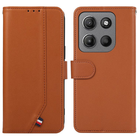 For Motorola Moto G15 4G Case RFID Blocking Flip Leather Phone Cover - Brown