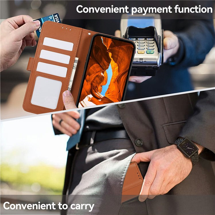 For Motorola Moto G15 4G Case RFID Blocking Flip Leather Phone Cover - Brown