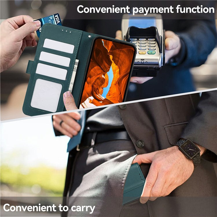 For Motorola Moto G15 4G Case RFID Blocking Flip Leather Phone Cover - Green