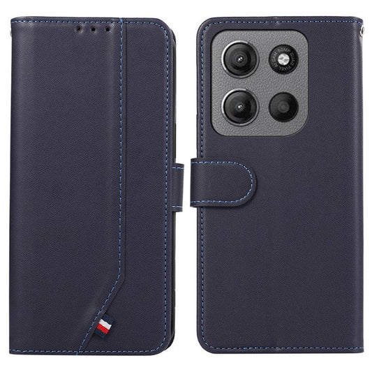 For Motorola Moto G15 4G Case RFID Blocking Flip Leather Phone Cover - Blue