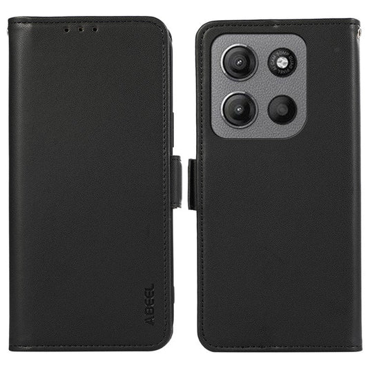 ABEEL For Motorola Moto G15 4G Case Leather Phone Cover with RFID Blocking Wallet - Black