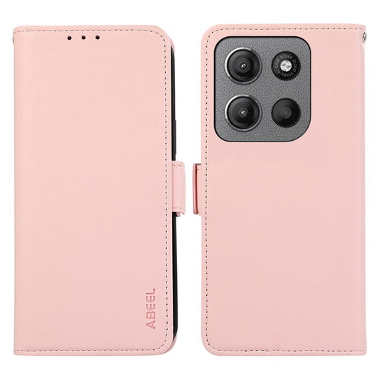 ABEEL For Motorola Moto G15 4G Case Leather Phone Cover with RFID Blocking Wallet - Pink