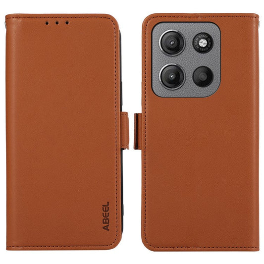 ABEEL For Motorola Moto G15 4G Case Leather Phone Cover with RFID Blocking Wallet - Brown