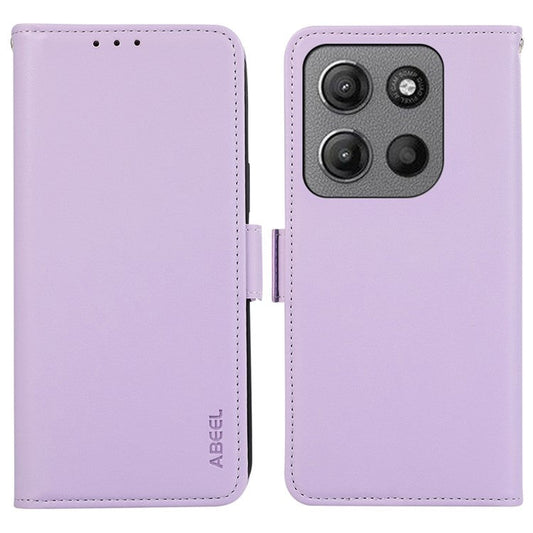 ABEEL For Motorola Moto G15 4G Case Leather Phone Cover with RFID Blocking Wallet - Purple