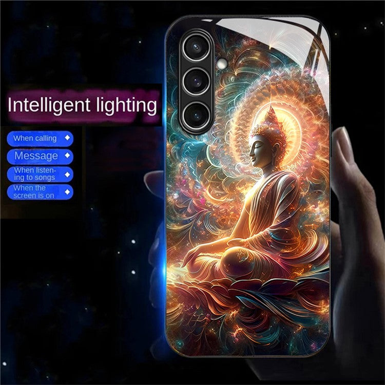 For Samsung Galaxy A56 5G Case Call Flash Series Pattern Printing Tempered Glass + TPU Combo Phone Case - Colorful Buddha