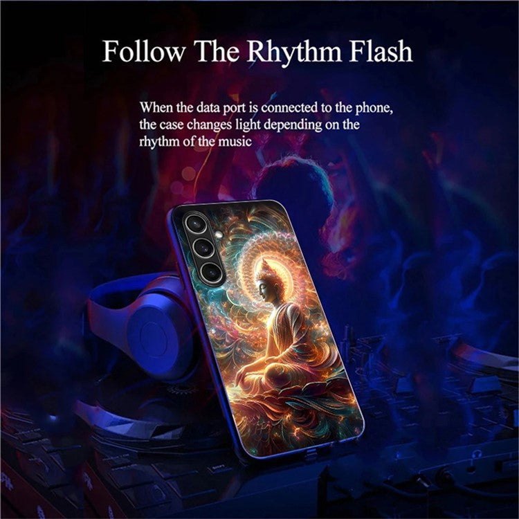 For Samsung Galaxy A56 5G Case Call Flash Series Pattern Printing Tempered Glass + TPU Combo Phone Case - Colorful Buddha