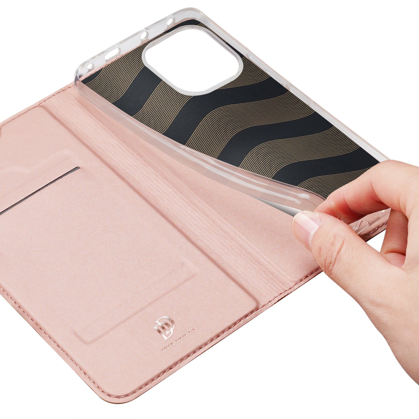 For Xiaomi Redmi Note 14 5G Case DUX DUCIS Skin Pro Series Leather Cover Card Holder - Pink