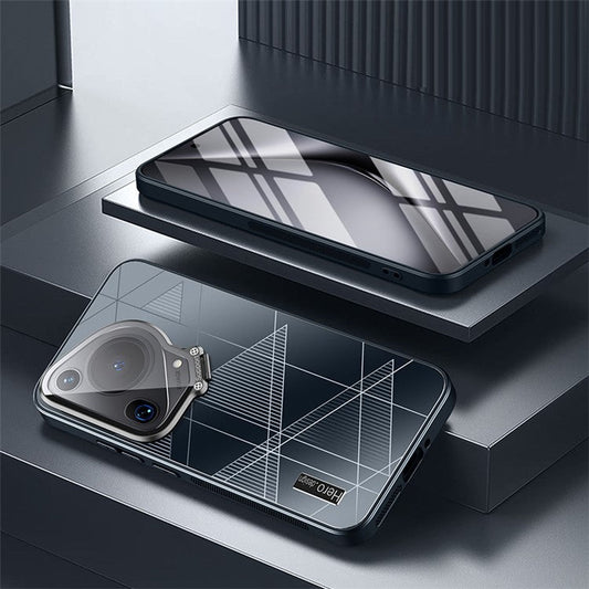 For Huawei Pura 70 Ultra Case Glass Lens Guard Kickstand TPU + PC Phone Back Cover - Black