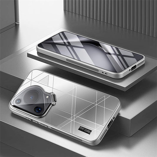For Huawei Pura 70 Ultra Case Glass Lens Guard Kickstand TPU + PC Phone Back Cover - Silver
