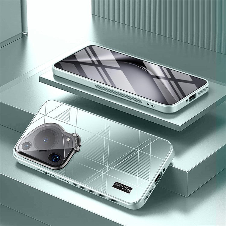 For Huawei Pura 70 Ultra Case Glass Lens Guard Kickstand TPU + PC Phone Back Cover - Cyan