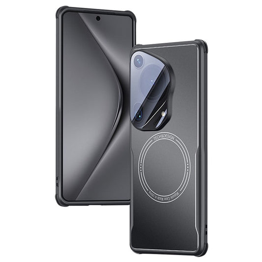 For Huawei Pura 70 Ultra Case TPU Frame Metal Back Panel Phone Cover Built In Glass Lens Film - Black