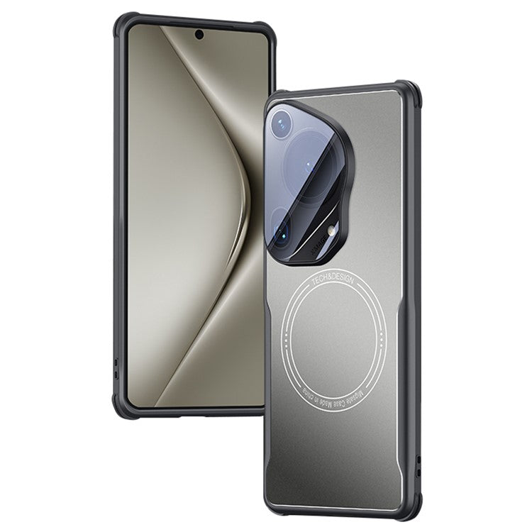 For Huawei Pura 70 Ultra Case TPU Frame Metal Back Panel Phone Cover Built In Glass Lens Film - Titanium Grey