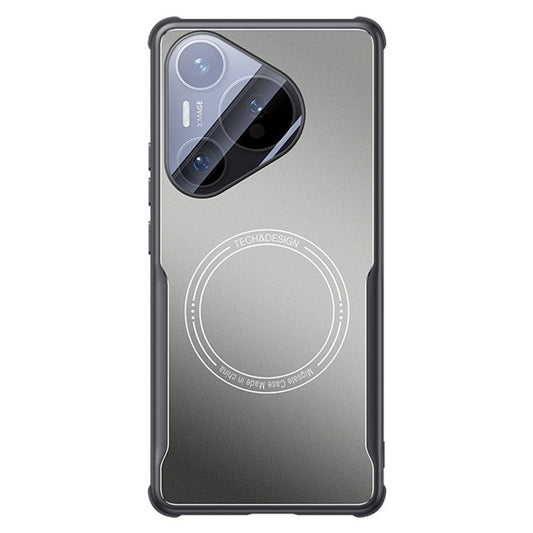 For Huawei Pura 70 Case TPU Frame Metal Back Panel Phone Cover Built In Glass Lens Film - Titanium Grey