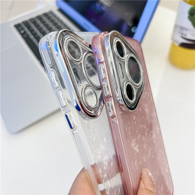 For Huawei Pura 70 Pro Case IMD Design Shockproof Hybrid Phone Cover with Glass Lens Film - Shell Pattern  /  Pink