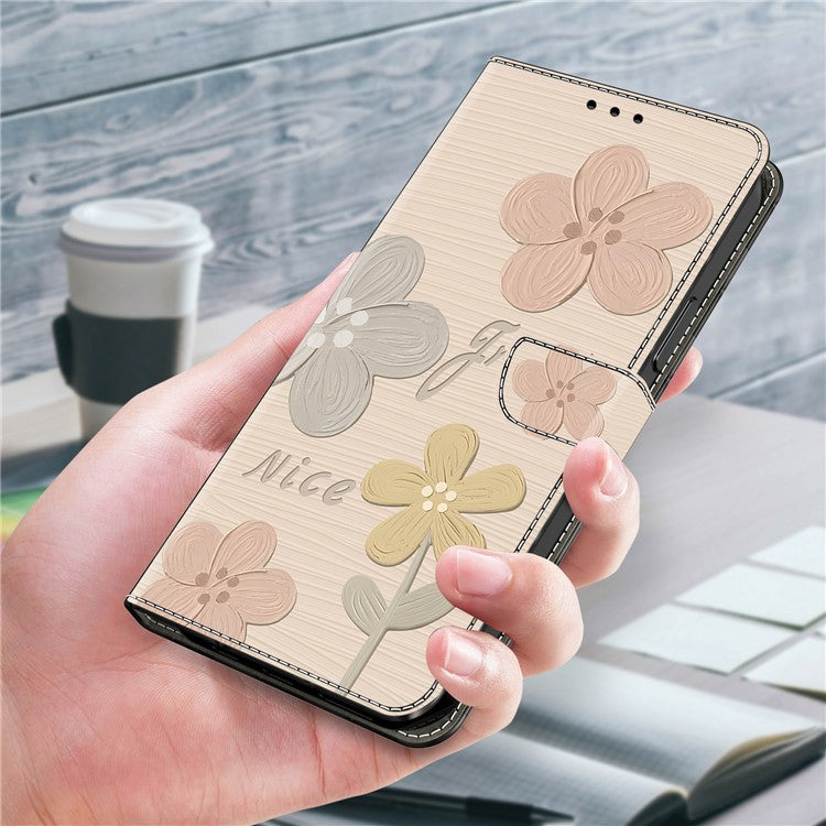 For iPhone 16 Plus Case Pattern Printing Anti-Drop Leather Flip Wallet Phone Cover - Fresh Flowers