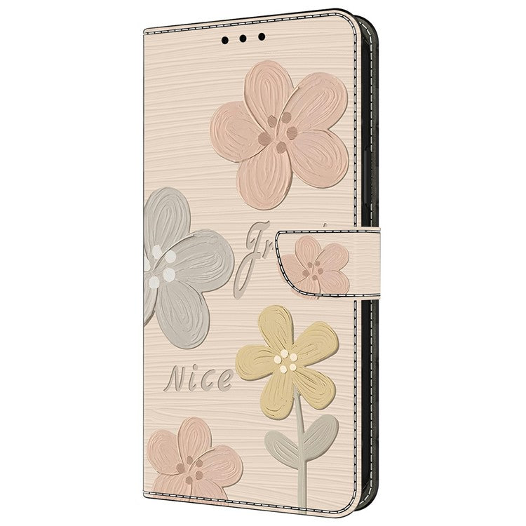 For iPhone 16 Plus Case Pattern Printing Anti-Drop Leather Flip Wallet Phone Cover - Fresh Flowers