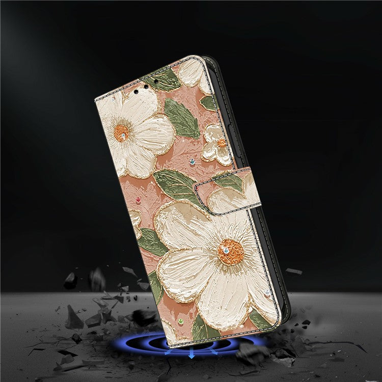 For Google Pixel 9 Pro XL Case Pattern Printing Anti-Drop Leather Flip Wallet Phone Cover - Beige Flowers