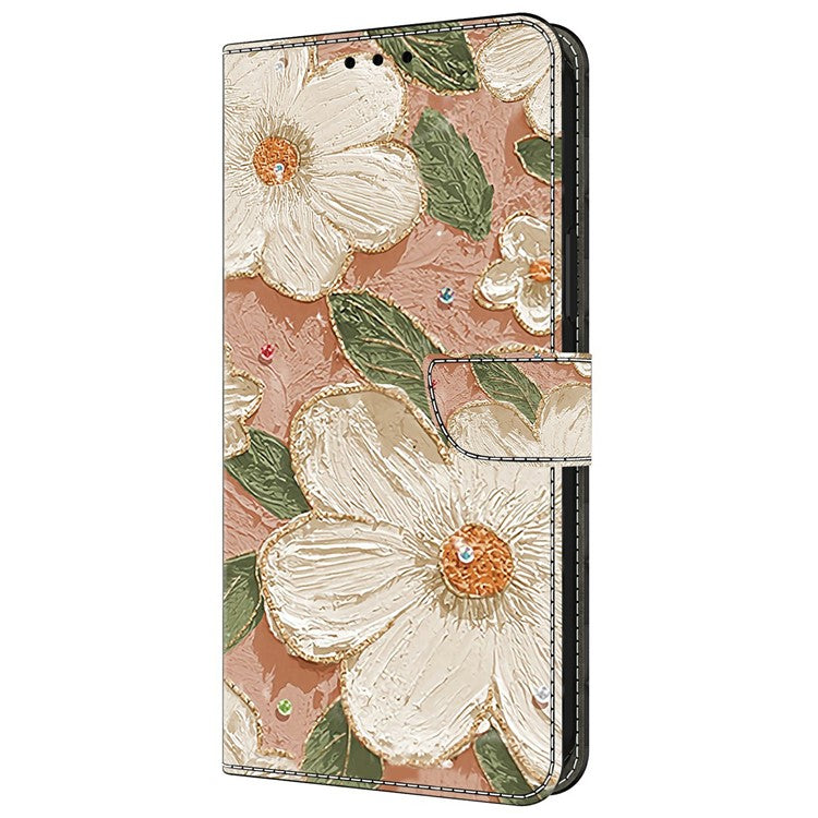 For Google Pixel 9 Pro XL Case Pattern Printing Anti-Drop Leather Flip Wallet Phone Cover - Beige Flowers