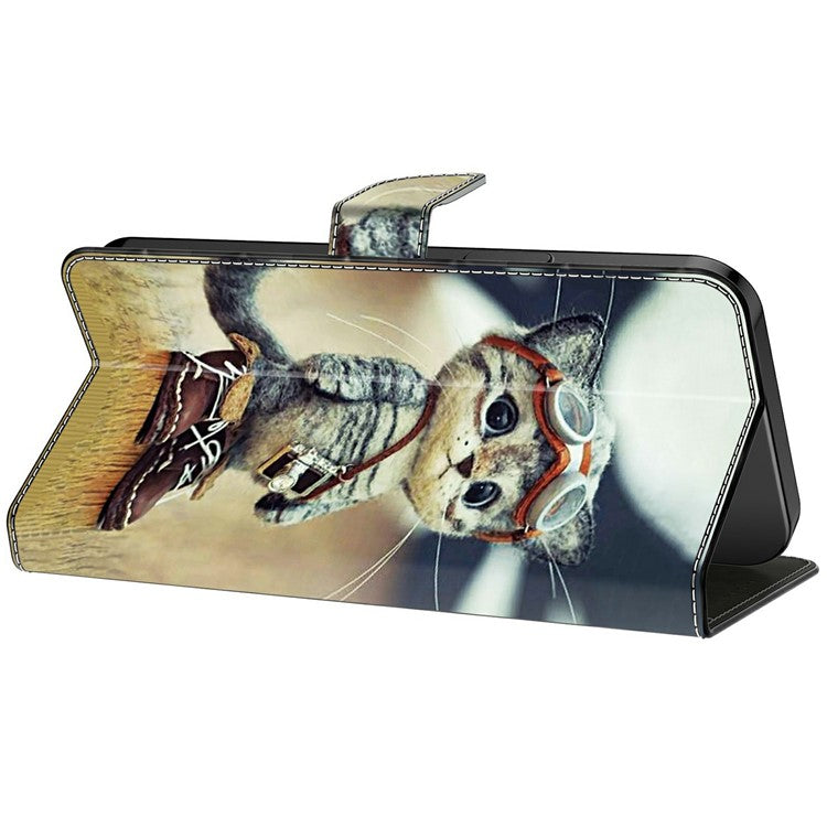 For Google Pixel 9 Pro XL Case Pattern Printing Anti-Drop Leather Flip Wallet Phone Cover - Naughty Cat