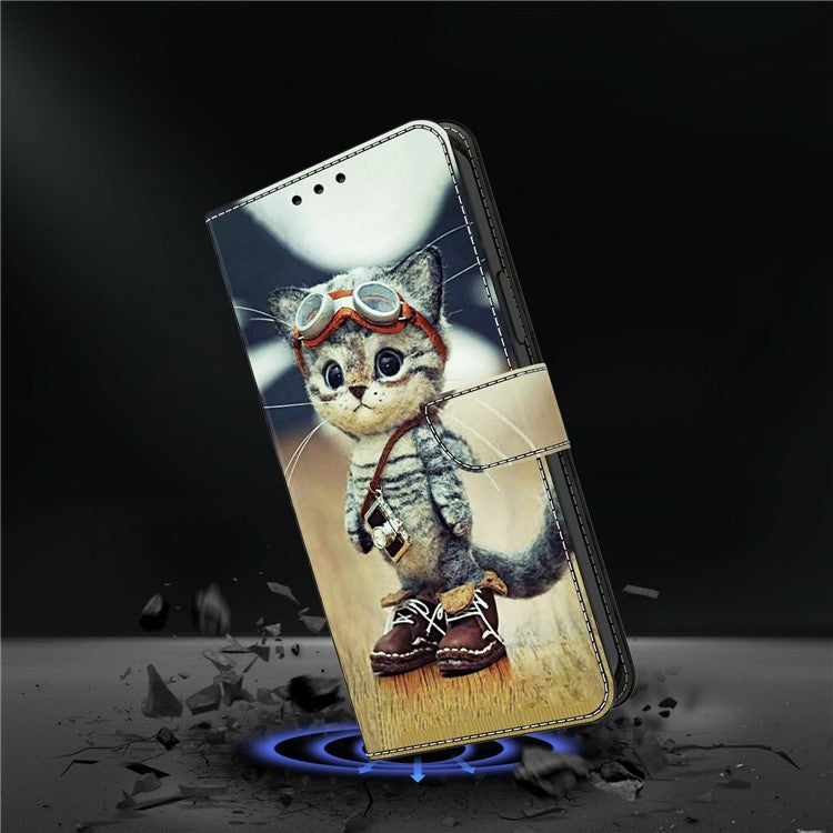For Google Pixel 9 Pro XL Case Pattern Printing Anti-Drop Leather Flip Wallet Phone Cover - Naughty Cat