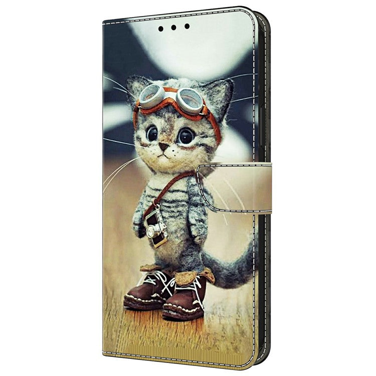 For Google Pixel 9 Pro XL Case Pattern Printing Anti-Drop Leather Flip Wallet Phone Cover - Naughty Cat
