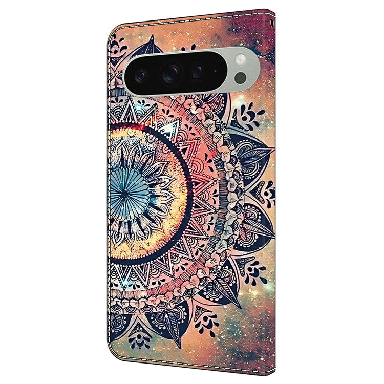 For Google Pixel 9 Pro XL Case Pattern Printing Anti-Drop Leather Flip Wallet Phone Cover - Mandala