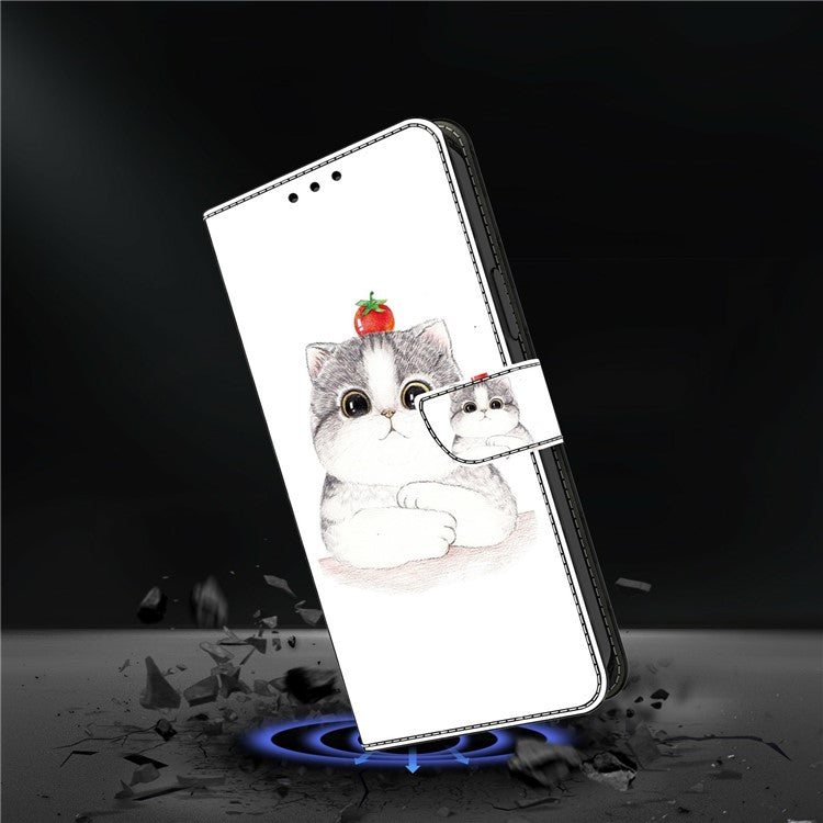 For Google Pixel 9 Pro XL Case Pattern Printing Anti-Drop Leather Flip Wallet Phone Cover - Cute Cat