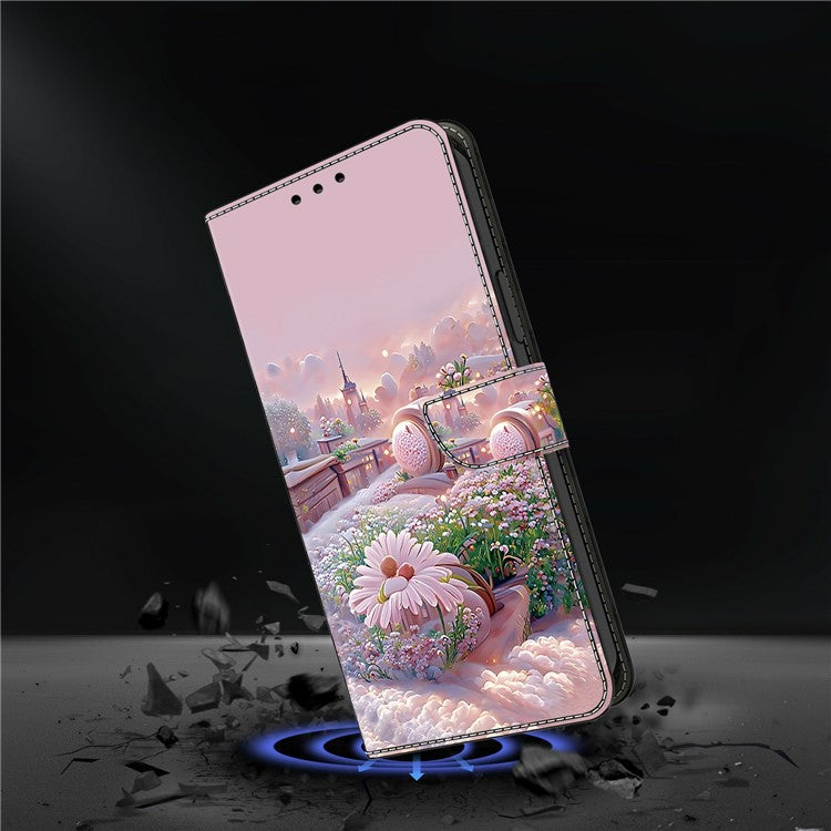 For Google Pixel 9 Pro XL Case Pattern Printing Anti-Drop Leather Flip Wallet Phone Cover - Garden