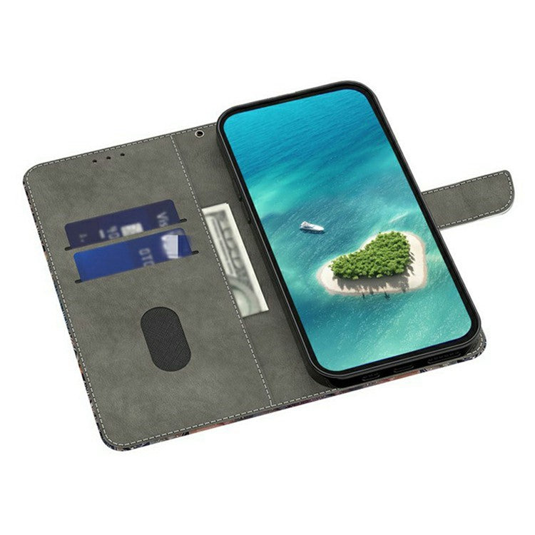 For Samsung Galaxy A56 5G  /  A36 5G Case Pattern Printing Anti-Drop Leather Flip Wallet Phone Cover - Black  /  Flowers