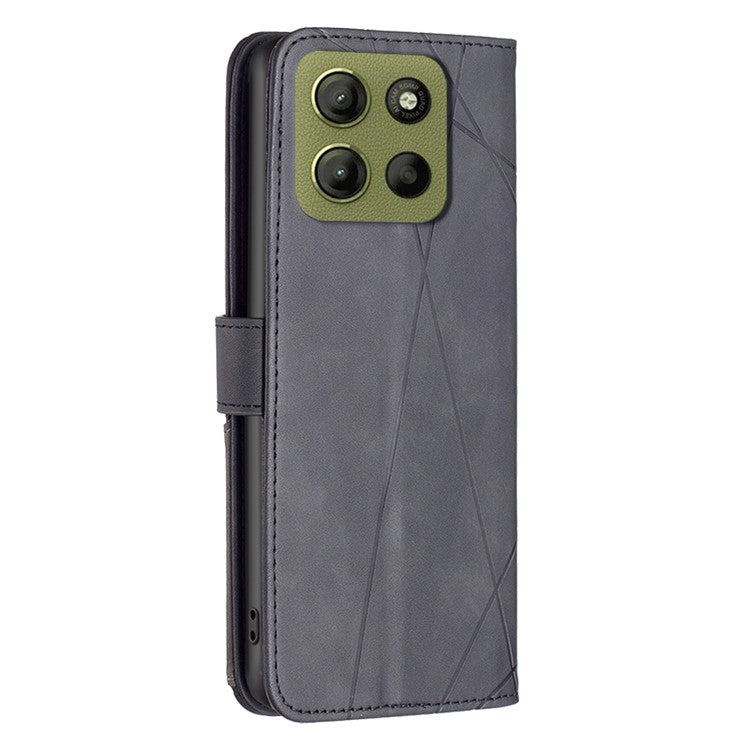 BINFEN COLOR BF05 For Motorola Moto G15 4G Case Leather Phone Cover Wallet Stand - Black