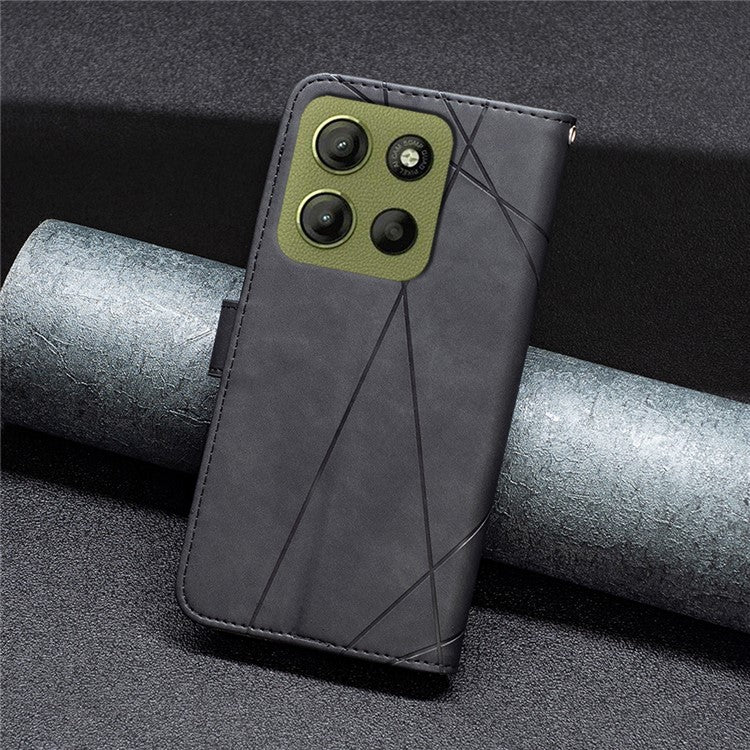 BINFEN COLOR BF05 For Motorola Moto G15 4G Case Leather Phone Cover Wallet Stand - Black