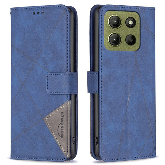 BINFEN COLOR BF05 For Motorola Moto G15 4G Case Leather Phone Cover Wallet Stand - Blue