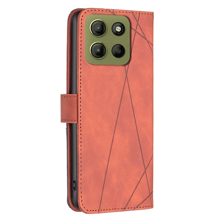 BINFEN COLOR BF05 For Motorola Moto G15 4G Case Leather Phone Cover Wallet Stand - Brown