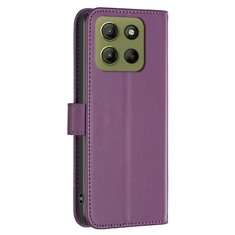 BINFEN COLOR BF17 For Motorola Moto G15 4G Case Wallet Folio Flip Leather Cover - Dark Purple