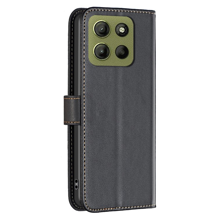 BINFEN COLOR BF17 For Motorola Moto G15 4G Case Wallet Folio Flip Leather Cover - Black