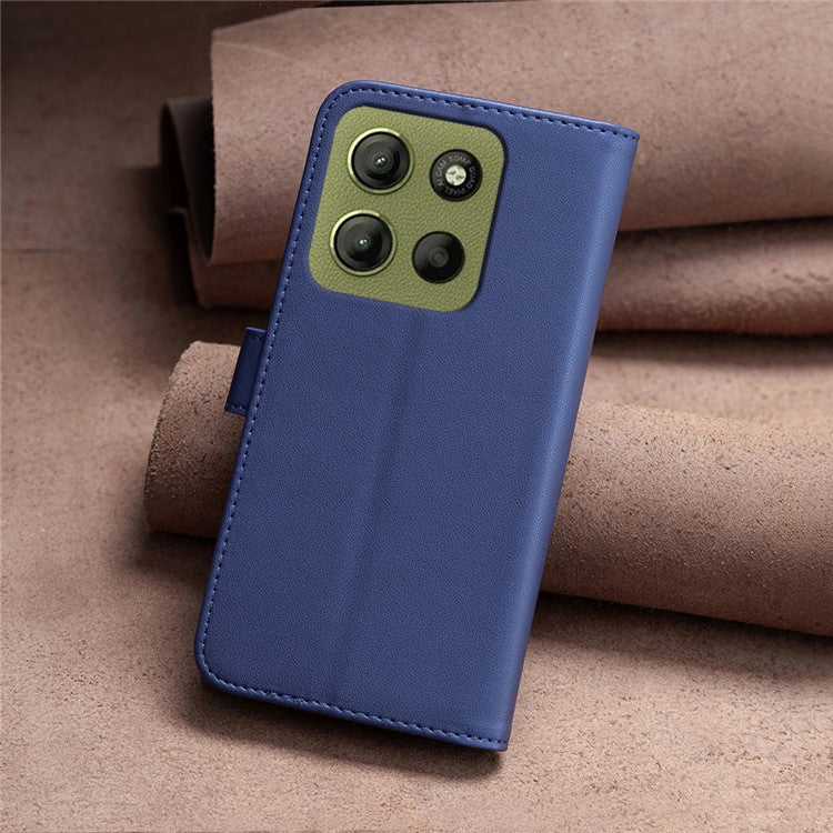 BINFEN COLOR BF17 For Motorola Moto G15 4G Case Wallet Folio Flip Leather Cover - Blue